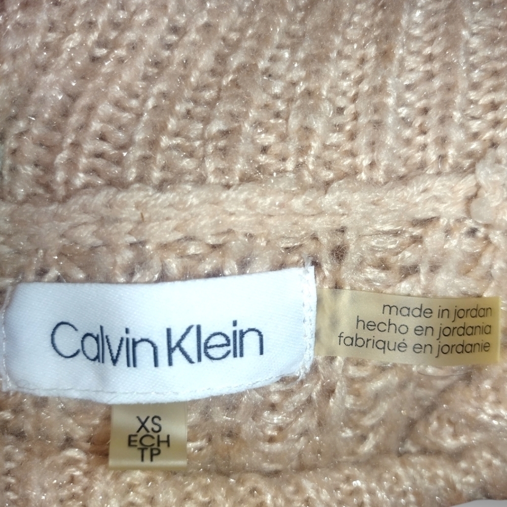 Calvin Klein Pullover Mock Turtleneck Cable Knit Sweater XS - Picture 9 of 12